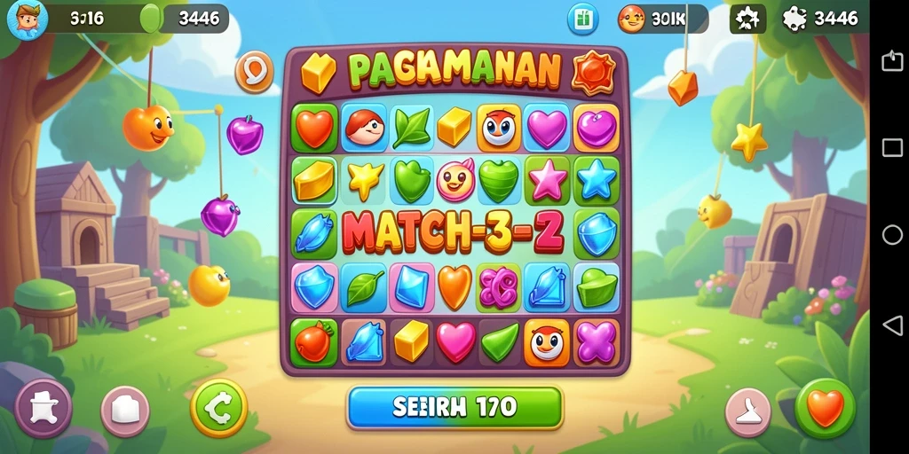 Tangkapan layar menarik dari gameplay seru Match-3.