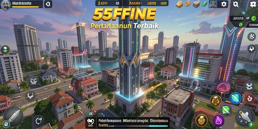 Tampilan gameplay seru di 55FIVE Tower Defense.