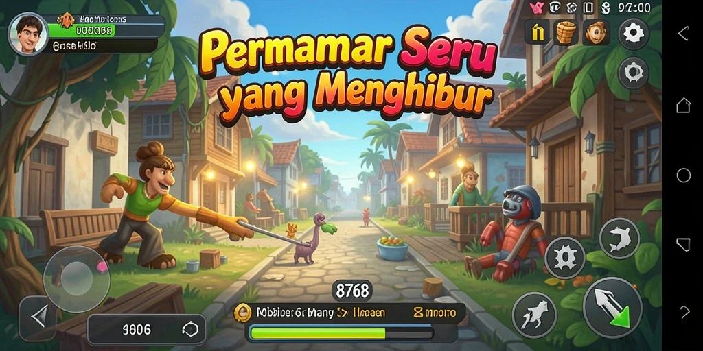 Tampilan gameplay 8768 yang ceria dan menghibur.
