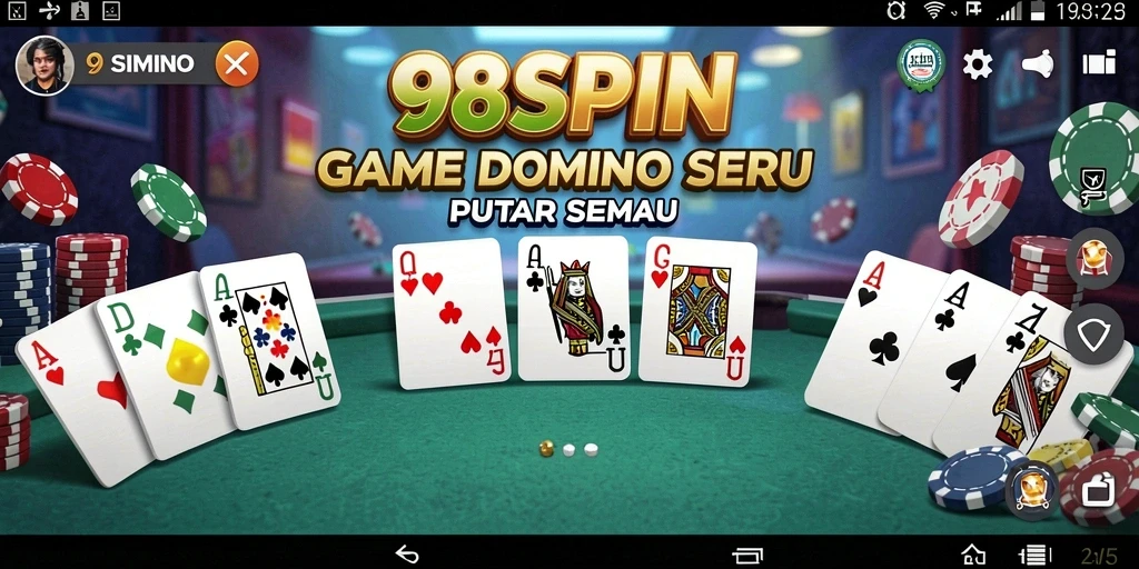 Tampilan gameplay menarik dari 98SPIN dengan berbagai tema domino.