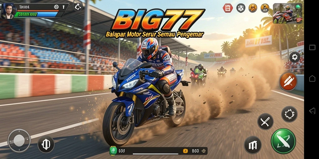 Tampilan gameplay dari balapan seru di BIG77.
