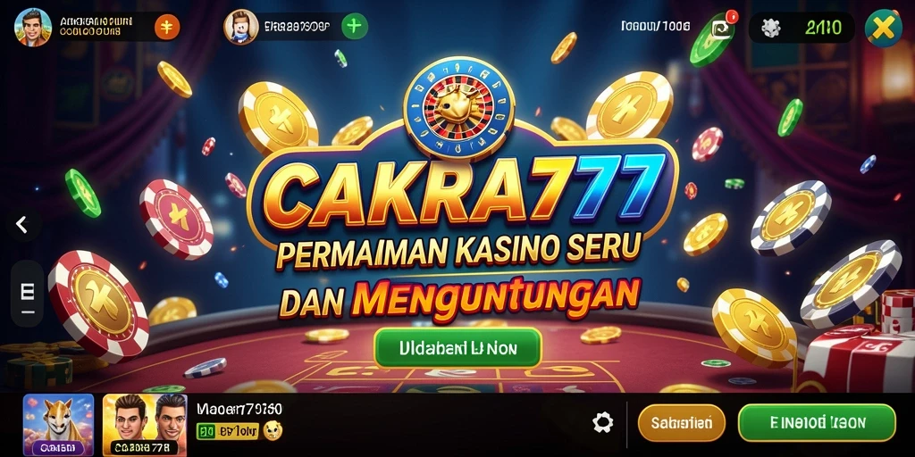 Tangkapan layar utama CAKRA777 menampilkan gameplay kasino yang penuh warna.