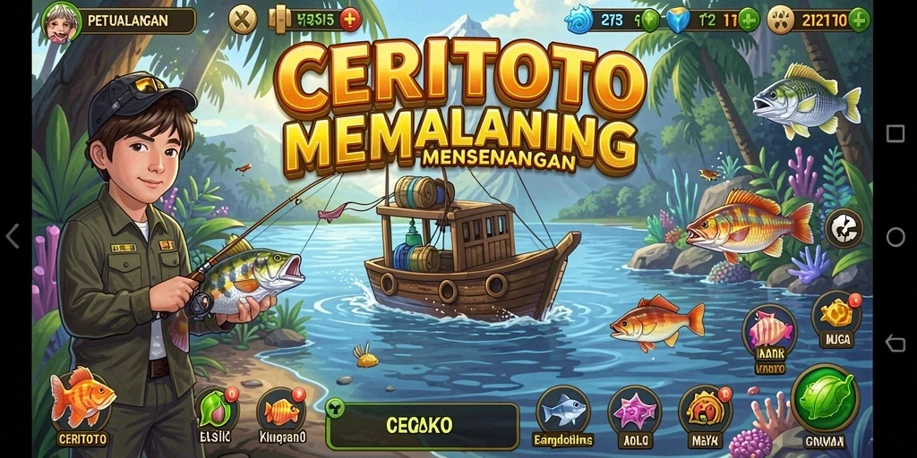 Tampilan gameplay memancing yang seru di CERITOTO.