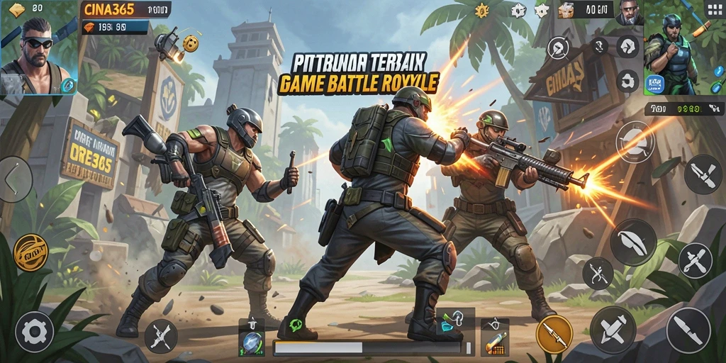 Tampilan awal gameplay CINA365 di arena Battle Royale.