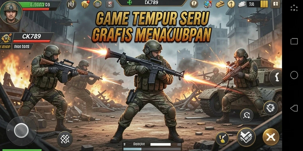 Screenshot CK789 menampilkan aksi pertempuran yang dinamis dan grafis tinggi.