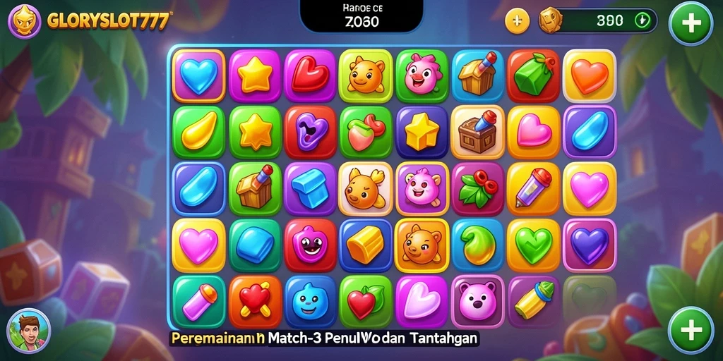 Tampilan gameplay GLORYSLOT777 yang penuh warna dan menantang.