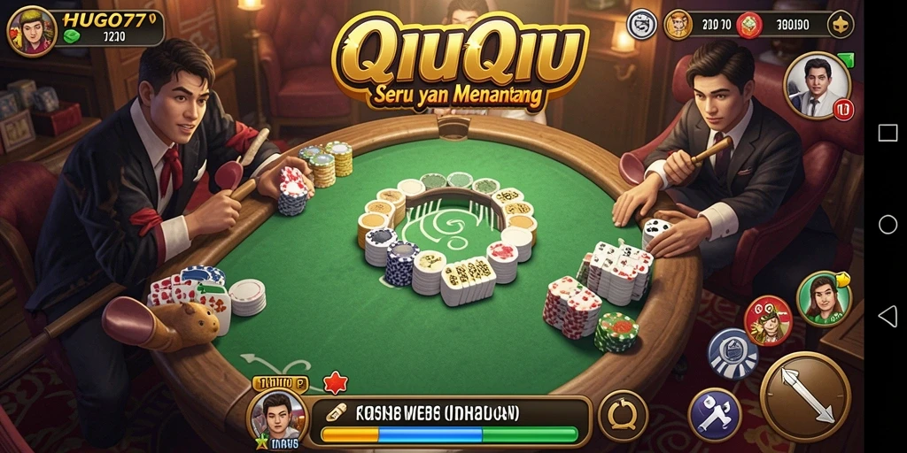 Tampilan menarik gameplay QiuQiu di HUGO77.