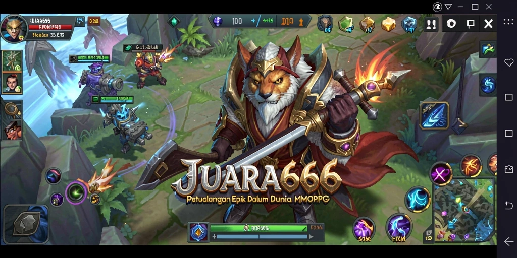 Tampilan gameplay JUARA666 saat bertarung di dungeon yang menegangkan.