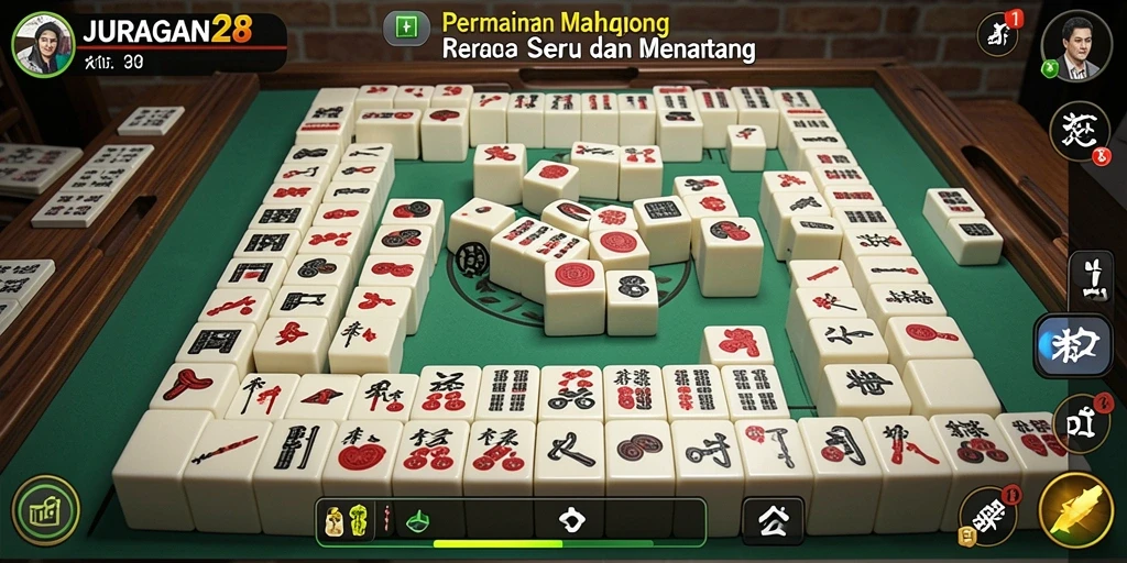 Tampilan gameplay JURAGAN28 dengan antarmuka Mahjong yang menarik.