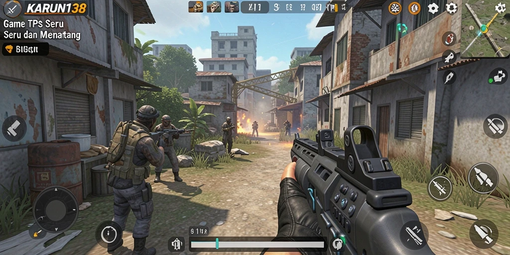 Tampilan gameplay menarik dari KARUN138 dalam aksi TPS.