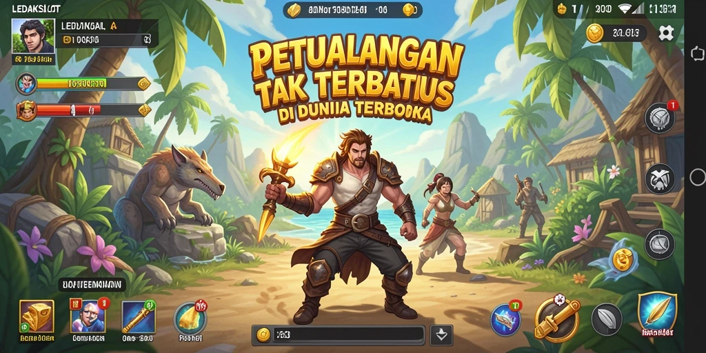 Tampilan gameplay yang penuh aksi di dunia Open World LEDAKSLOT.