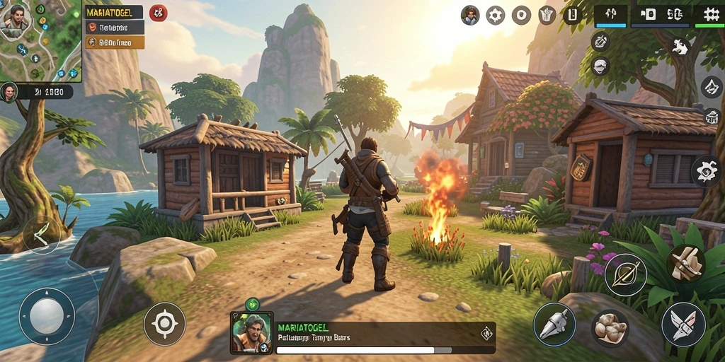 Screenshot MARIATOGEL menampilkan gameplay yang mendebarkan di dunia terbuka.