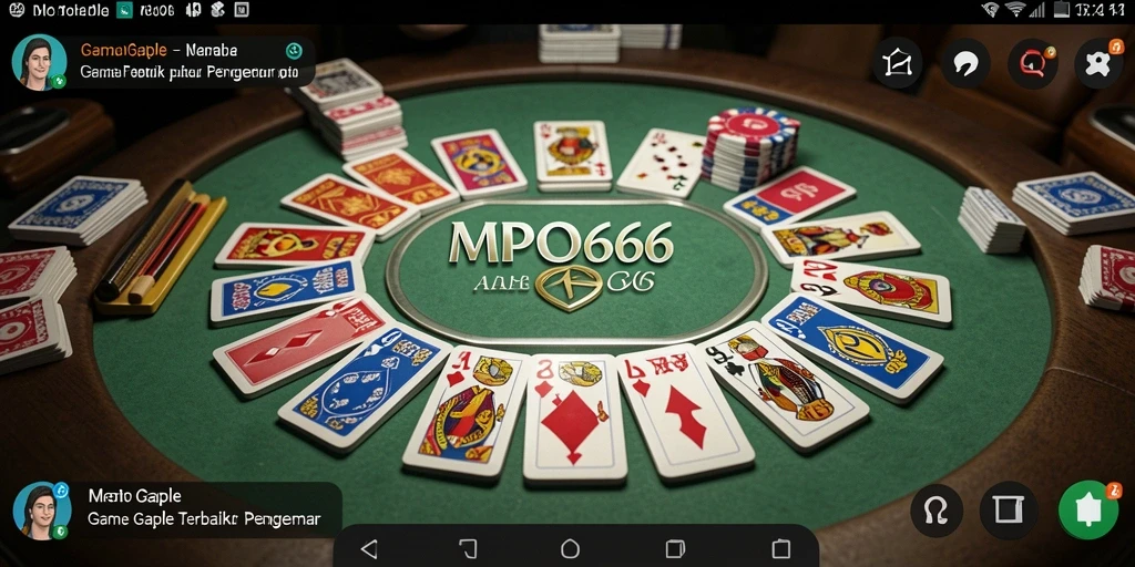 Tampilan utama gameplay MPO666 dengan pemain bersaing dalam Gaple.