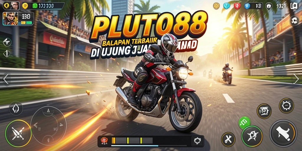 Tampilan balapan motor yang seru dan mendebarkan di PLUTO88.
