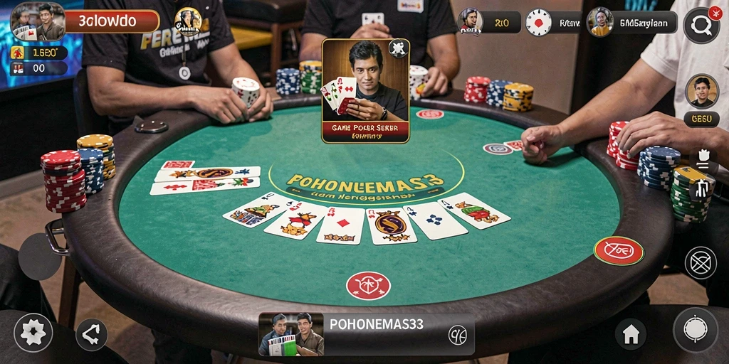 Tangkapan layar permainan poker yang menegangkan dan interaktif