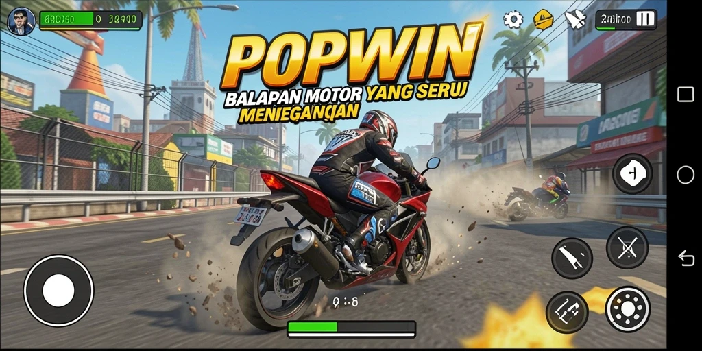 Gameplay menarik dalam balapan motor yang seru.