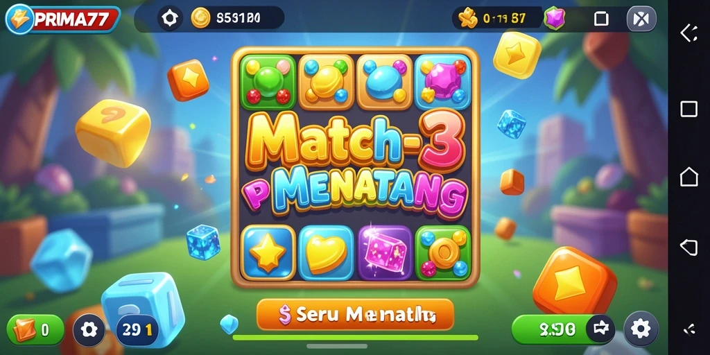 Menampilkan gameplay seru dan menantang dalam permainan Match-3.