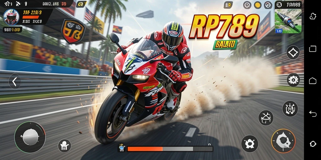 Tampilan gameplay balap motor yang mendebarkan di RR789.