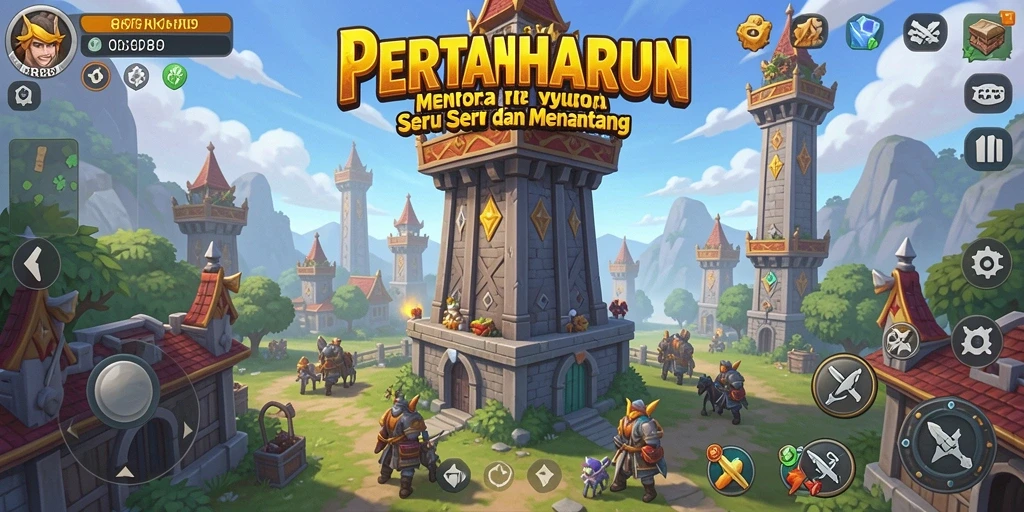 Gameplay menegangkan dari RR89 yang menampilkan menara pertahanan.