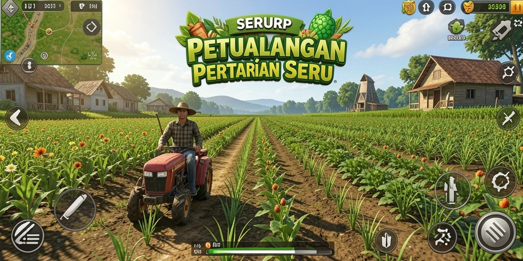 Tangkapan layar gameplay SERURP menampilkan kebun yang berkembang dengan subur.