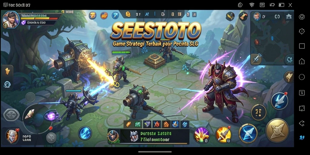 Tangkapan layar SESETOTO menampilkan pertempuran seru dalam gameplay SLG.