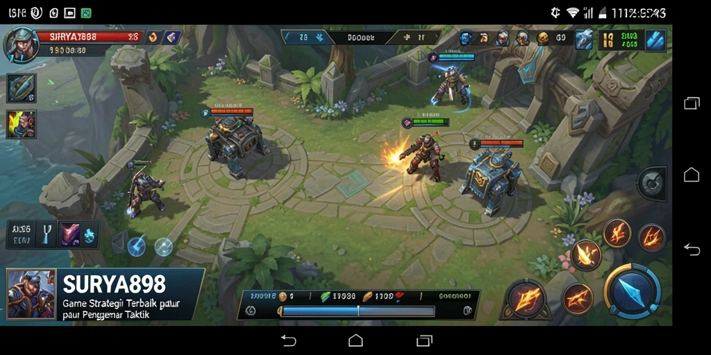 Tampilan gameplay SURYA898 yang menampilkan pertarungan strategi yang intens.