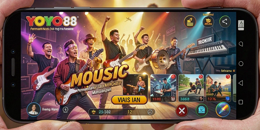 Tampilan gameplay YOYO88 dengan berbagai lagu dan fitur menarik.